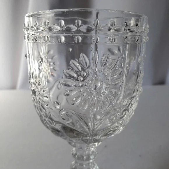 Kirkland Clear Glass Sunflower Wine/water Goblets Set Of 4 6.5inc 10oz - Picture 5 of 10